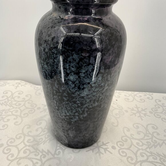 Harris Pottery Ceramic Vase Black Mottled Glaze Made In Usa Chicago - Picture 5 of 7